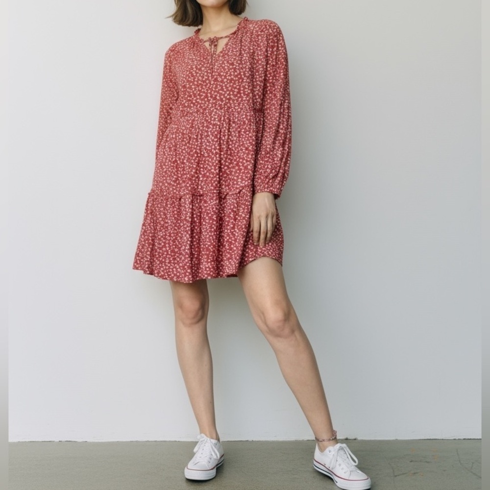 Rails Everly Daisy Ditsy Floral Tiered Sundress Red M